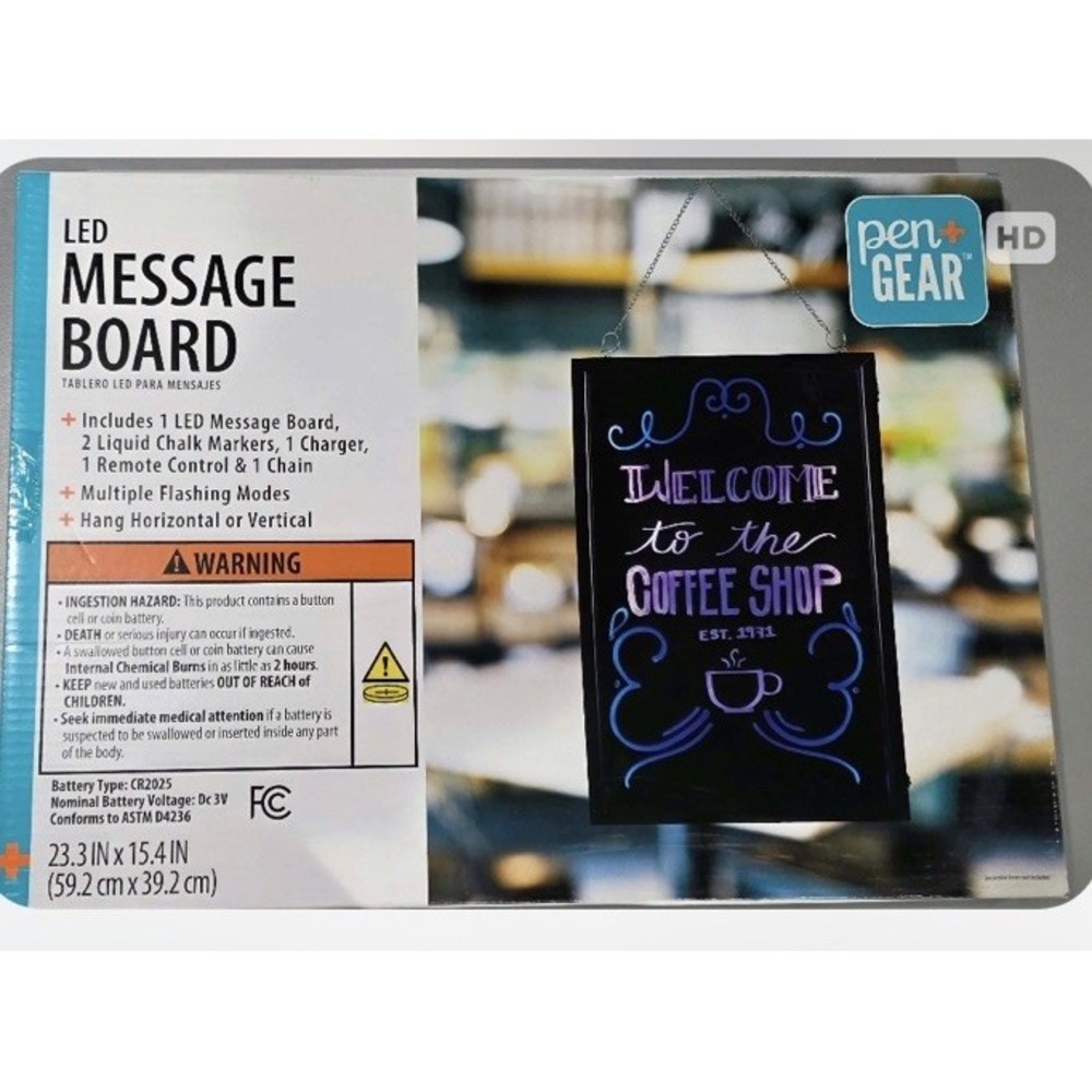 Pen+Gear LED Illuminated Message Board 15" x 23" Flashing Sign Remote Colors NEW